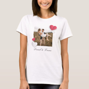 Benutzerdefinierte Paare Foto Name Text Personalis T-Shirt