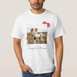 Benutzerdefinierte Paare Foto Name Text Personalis T-Shirt