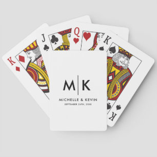 Benutzerdefinierte Paare Hochzeit Moderne Monogram Spielkarten