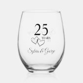 Benutzerdefinierte Paare Name Keepake 25-jähriges Weinglas Ohne Stiel (Vorderseite)