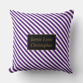 Benutzerdefinierte Paare Namen Lila/weiße Streifen Kissen