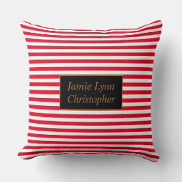 Benutzerdefinierte Paare: Rote/weiße Streifen Kissen