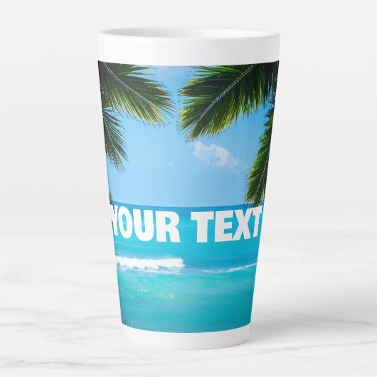 Benutzerdefinierte Palmen am Strand Milchtasse (Vorderseite)
