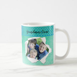 Benutzerdefinierte Papierloch-Foto Blau Grün Vorla Kaffeetasse