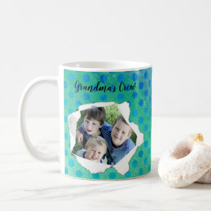 Benutzerdefinierte Papierloch-Foto Blau Punkte Vor Kaffeetasse