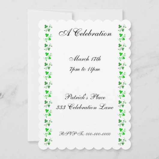Benutzerdefinierte Party Einladung für grüne Kleeb (Rückseite)