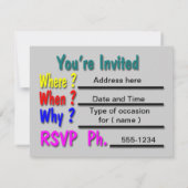 Benutzerdefinierte Party Einladungen (Rückseite)