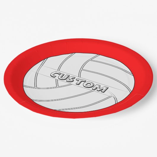 Benutzerdefinierte Party- und Textvolleyball-Telle Pappteller (Schrägansicht)