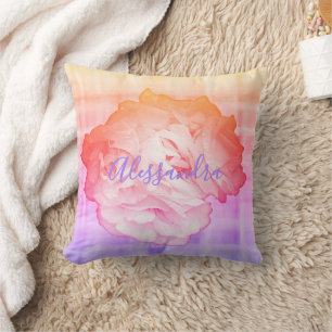Benutzerdefinierte Pastell-Regenbogen-Blumen-Karo- Kissen