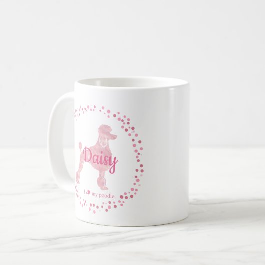 Benutzerdefinierte Pastell-Rosa-Poodle-Silhouette Kaffeetasse (Vorderseite Links)