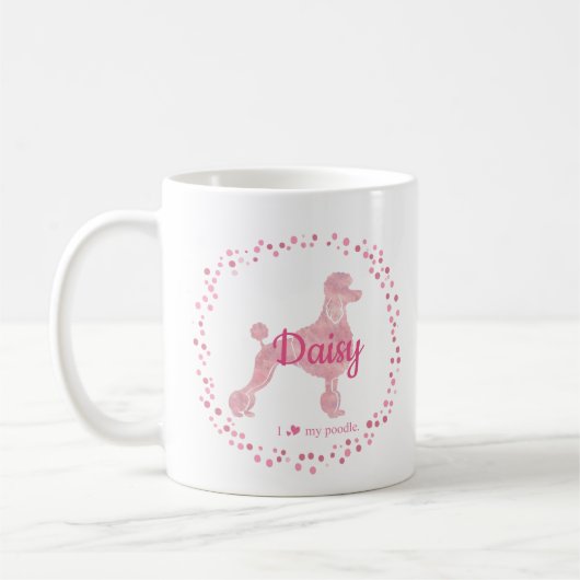 Benutzerdefinierte Pastell-Rosa-Poodle-Silhouette Kaffeetasse (Links)
