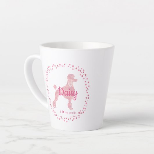 Benutzerdefinierte Pastell-Rosa-Poodle-Silhouette Milchtasse (Linke Ecke)