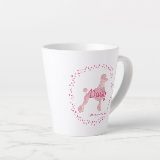 Benutzerdefinierte Pastell-Rosa-Poodle-Silhouette Milchtasse (Rechte Ecke)