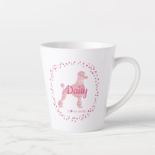 Benutzerdefinierte Pastell-Rosa-Poodle-Silhouette Milchtasse (Rechts)