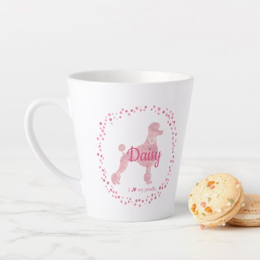 Benutzerdefinierte Pastell-Rosa-Poodle-Silhouette Milchtasse (Beispiel)