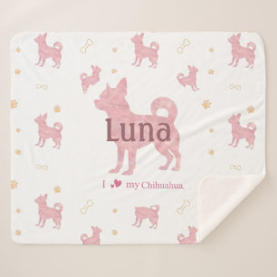 Benutzerdefinierte Pastellrosa Chihuahua-Silhouett Sherpadecke
