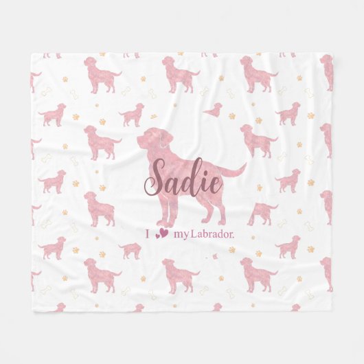 Benutzerdefinierte Pastellrosa Labrador Retriever Fleecedecke (Vorderseite (Horizontal))