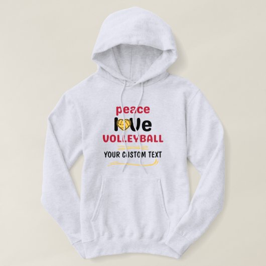 benutzerdefinierte Peace Liebe Volleyball-Spieler Hoodie (Design vorne)
