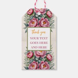 Benutzerdefinierte Peony Rosen Pink Gift Tag erste Geschenkanhänger