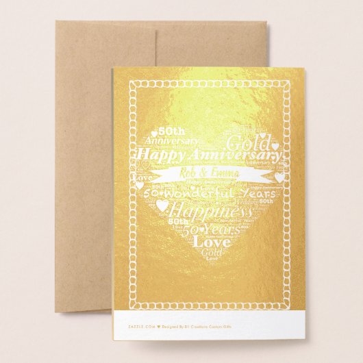 Benutzerdefinierte Personalisiert 50. Goldene Jubi Folienkarte (Rückseite mit Umschlag)