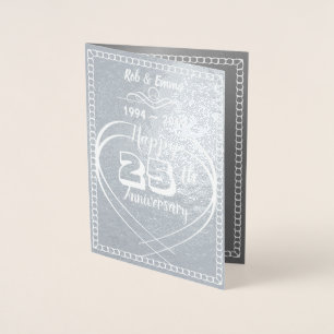Benutzerdefinierte Personalisierte 25. Silber-Jubi Folienkarte
