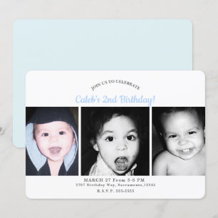 Benutzerdefinierte personalisierte 3-Fotos-Geburts Einladung