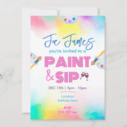 Benutzerdefinierte personalisierte Farbe und Schlu Einladung (Vorderseite)