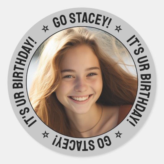 Benutzerdefinierte Personalisierte Geburtsmeldung, Runder Aufkleber (Vorderseite)