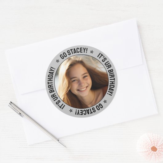 Benutzerdefinierte Personalisierte Geburtsmeldung, Runder Aufkleber (Umschlag)