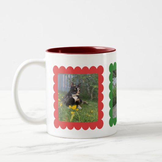 Benutzerdefinierte Personalisierte Katze Foto 3 Fo Zweifarbige Tasse (Links)