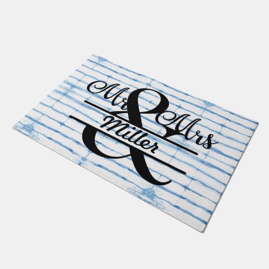 Benutzerdefinierte Personalisierte Monogram Shibor Fußmatte (Schrägansicht)