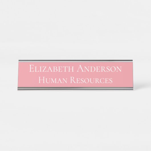 Benutzerdefinierte Personalressourcen rosa Schreibtischnamensplakette (Vorderseite )