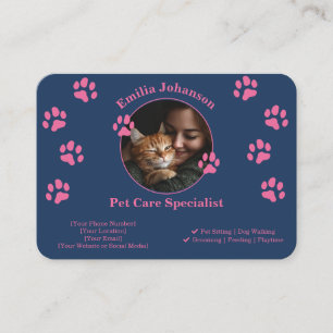 Benutzerdefinierte Pet Care Business Card - Navy B Visitenkarte