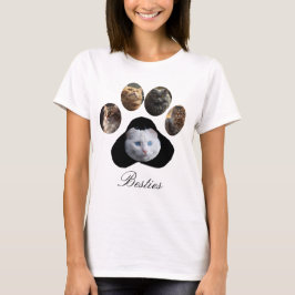 Benutzerdefinierte Pet Foto Collage Paw Print Form T-Shirt