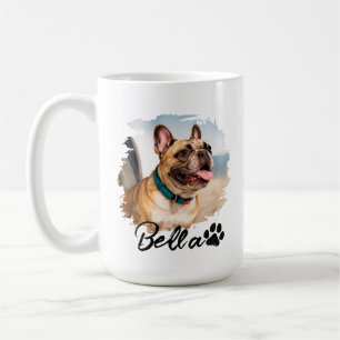 Benutzerdefinierte Pet-Foto- und Namens-Typografie Kaffeetasse