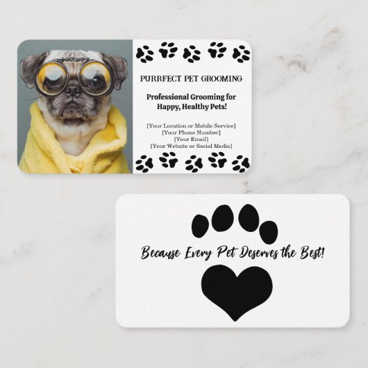 Benutzerdefinierte Pet Groomer Business Card mit F Visitenkarte (Vorne/Hinten)