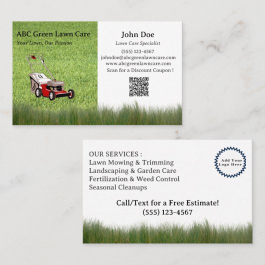 Benutzerdefinierte Pflege Visitenkarte (Vorne/Hinten)