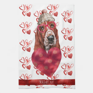Benutzerdefinierte Pfoten Hundeliebhaber Valentins Geschirrtuch