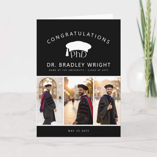 Benutzerdefinierte PhD Doktoranden Abschlussmütze  Karte (Vorderseite)