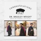 Benutzerdefinierte PhD Doktoranden Abschlussmütze  Weinetikett (Einzelnes Label)