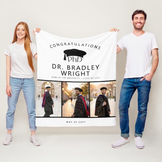 Benutzerdefinierte PhD Doktoranden Grad Hut Doktor Fleecedecke (Beispiel)