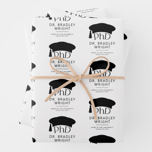 Benutzerdefinierte PhD Doktorhut Doktorgrad Abschl Geschenkpapier Set (Beispiel)