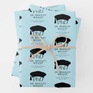Benutzerdefinierte PhD-Doktorhut Doktorgrad Abschl Geschenkpapier Set