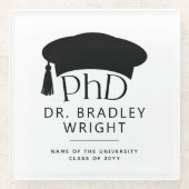 Benutzerdefinierte PhD-Doktorhut Doktorgrad Abschl Glasuntersetzer (Vorderseite)