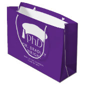 Benutzerdefinierte PhD-Doktorhut Doktorgrad Abschl Große Geschenktüte (Rückseite Schrägansicht)