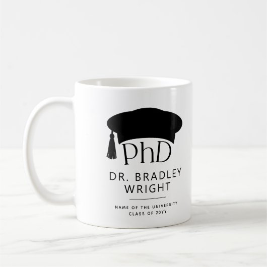 Benutzerdefinierte PhD-Doktorhut Doktorgrad-Abschl Kaffeetasse (Links)