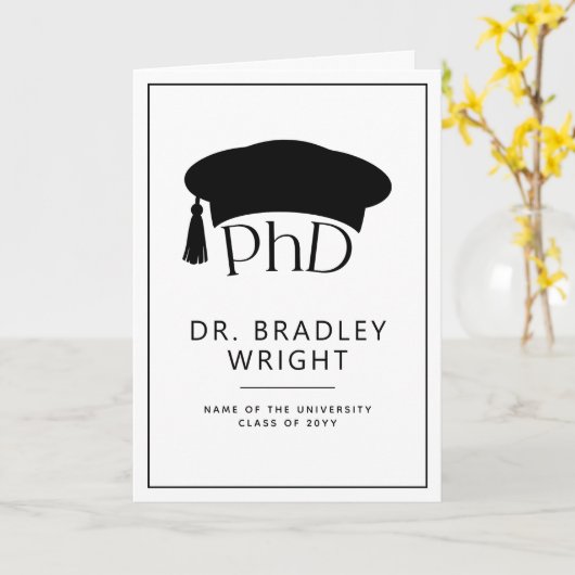 Benutzerdefinierte PhD-Doktorhut Doktorgrad-Abschl Karte (Gelbe Blume)