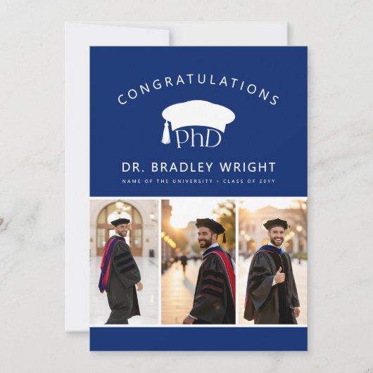 Benutzerdefinierte PhD-Doktorhut Doktorgrad Abschl Karte (Vorderseite)