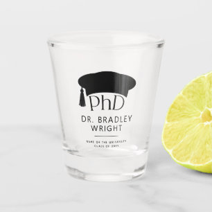 Benutzerdefinierte PhD-Doktorhut Doktorgrad-Abschl Schnapsglas