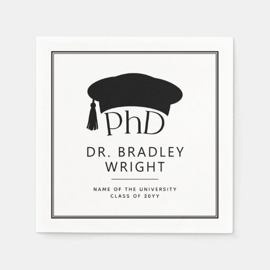 Benutzerdefinierte PhD-Doktorhut Doktorgrad-Abschl Serviette (Vorderseite)